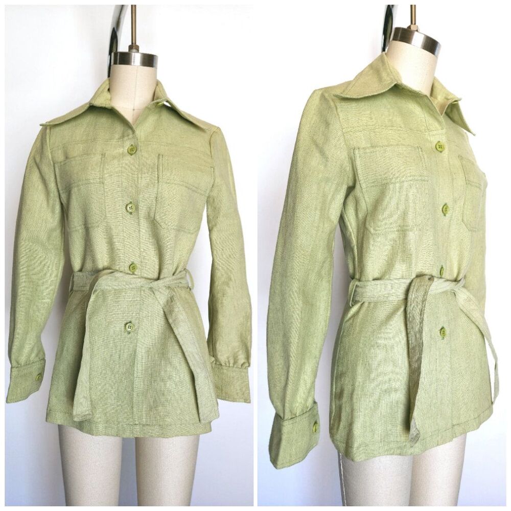 Vintage Linen Jacket Duster Coat - French Linen & Cotton Jacket  XXS - XS